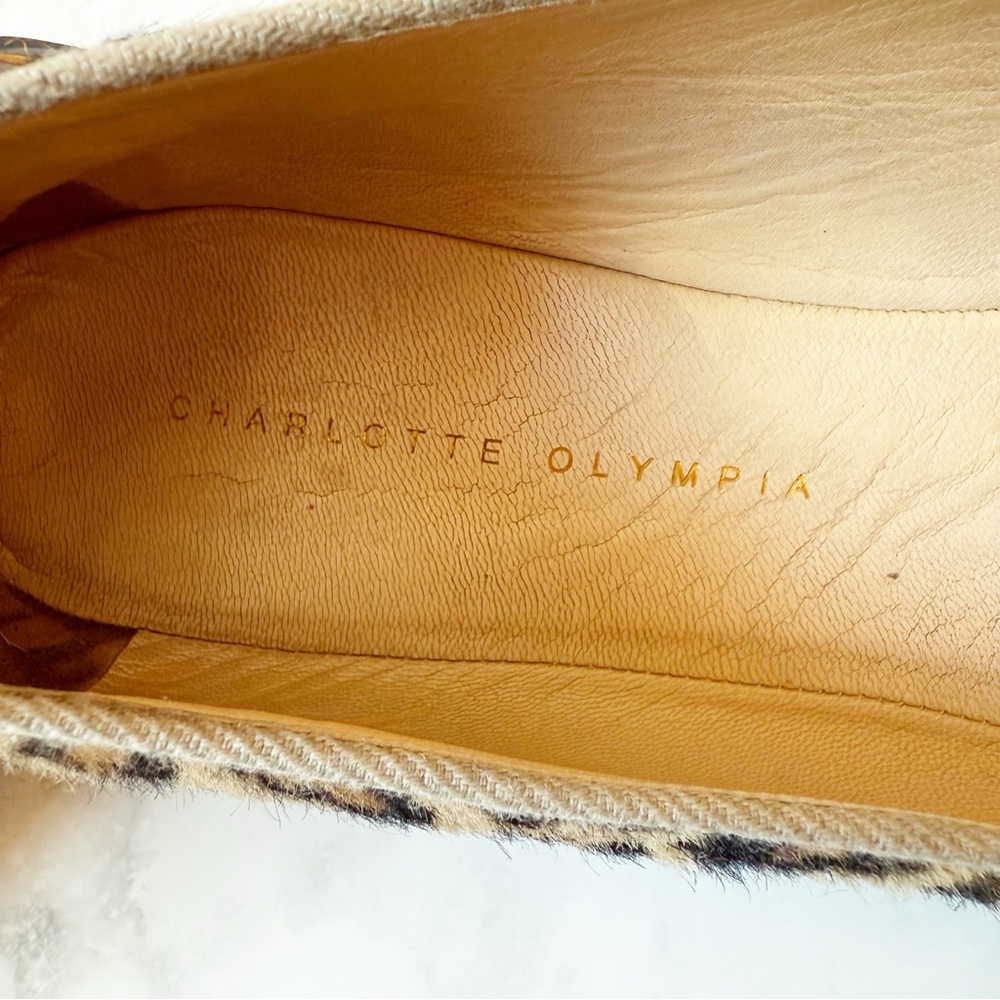 Charlotte Olympia Leopard-Print Calf Hair Kitty Flats 42/11 - Picture 7 of 9